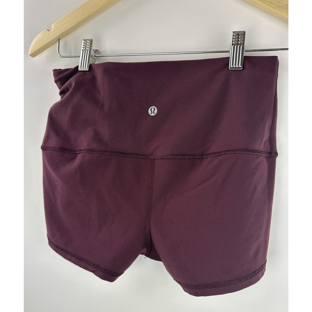 Lululemon Boogie Short Roll Down Full-On Luon Bordeaux Drama Berry Maroon Size 8 - Picture 7 of 16